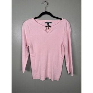 Lauren Ralph Lauren Light Pink Ribbed Sweater With Gold Buckle At‎ Neck Womens L